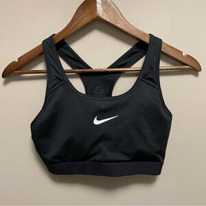 Nike Black Sports Bra with White Swoosh Dri Fit Women’s Small